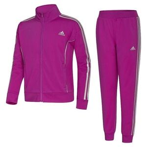 Adidas Girls 2-Piece Tracksuit Set NWT Size M (10/12) Sonic Fuchsia
